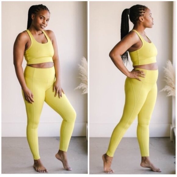 girlfriend collective Pants - Girlfriend Collective sport legging High rise SZ small yellow activewear gym new